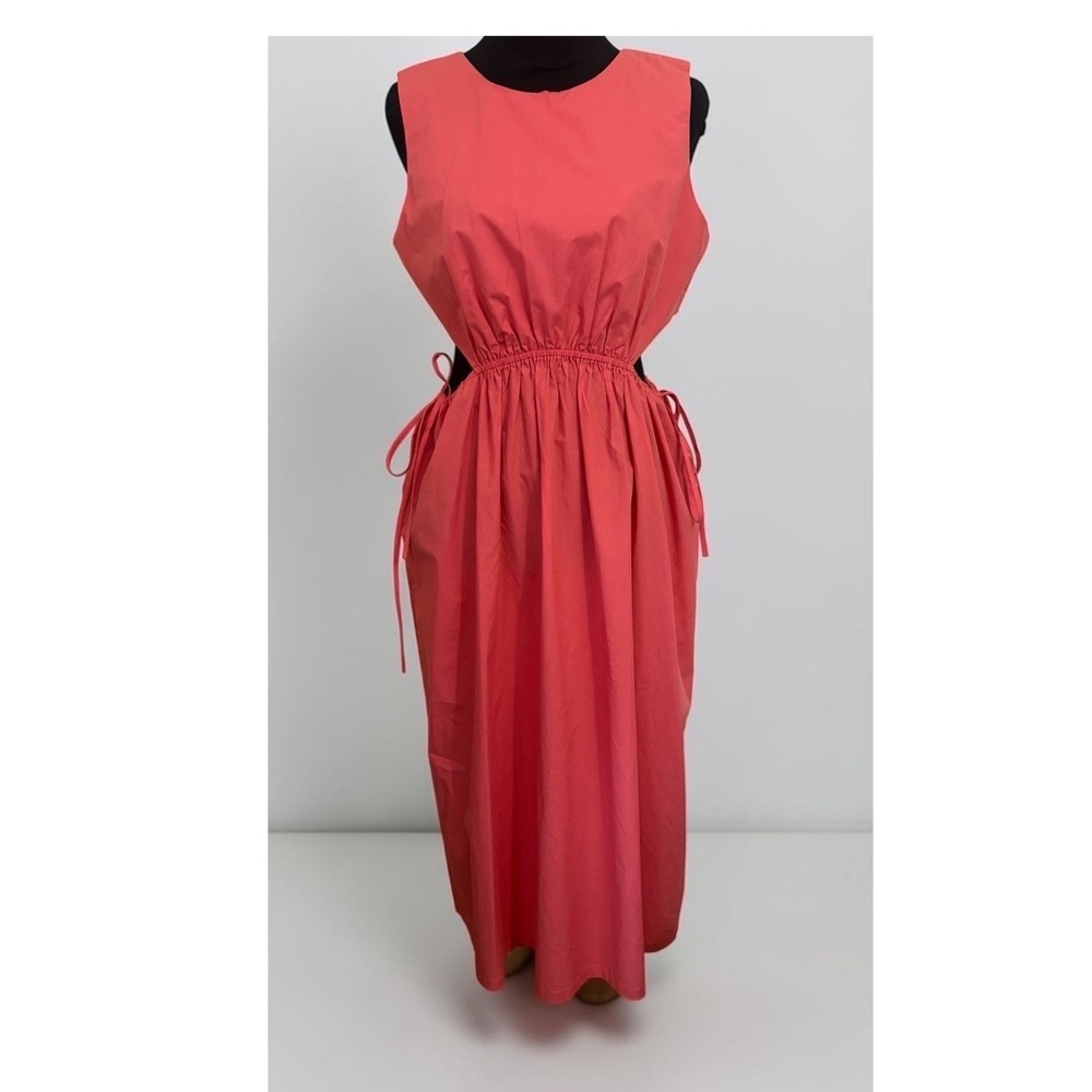 Rails Yvette Spiced Coral Cutout Midi  Dress Organic Cotton Pink Medium